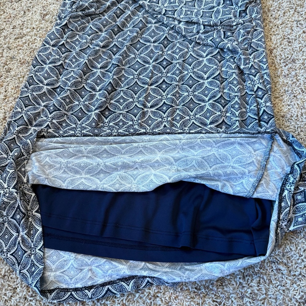 Kut From The Kloth Moller Knit Ruched Faux Wrap Dress 14 Blue & White Sleeveless - Picture 5 of 11